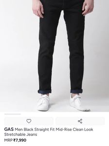GAS Men Black Straight Fit Jeans