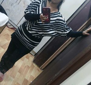 Striped Dolman Sleeve Tunic Top