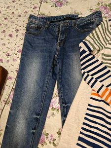 Striped top and Blue Jeans Set