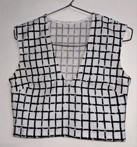 Grid Print Crop Top