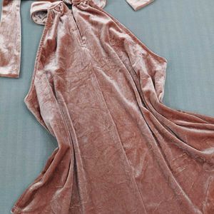 Peach Velvet Halter Neck Top