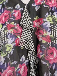 Floral Print Black Top