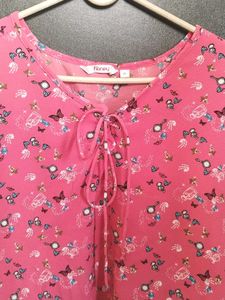 Chic Pink Floral Bell Sleeve Top