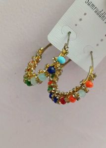 Colorful Beaded Hoop Earrings