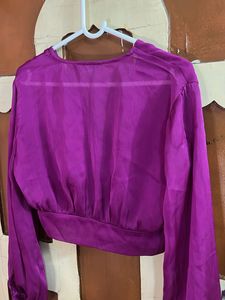 Stylish Purple V-Neck Crop Top
