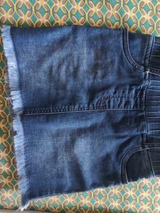 Blue Denim Frayed Skorts