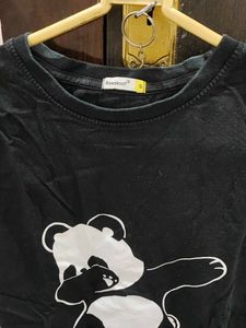 Cute Panda Graphic Black T-Shirt