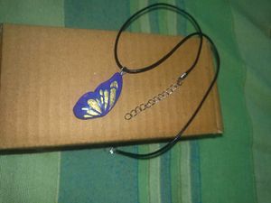 Shimmering Butterfly Wing Pendant Necklace
