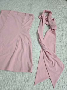 Light Pink Tube mini dress with scarf bust 36