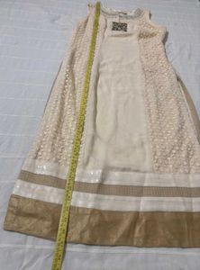 Cream Kurta with Intricate Neckline
