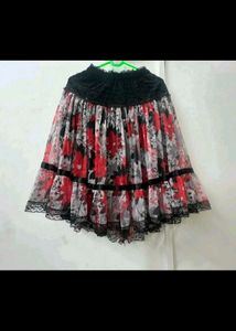 Gothic Floral Print Mini Skirt