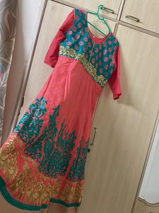 Designer Kurta with Teal and Gold Embellishments