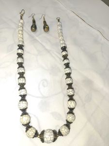 Boho Beaded Necklace and Earring Set