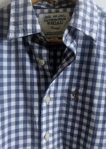 Blue Gingham Checkered Shirt