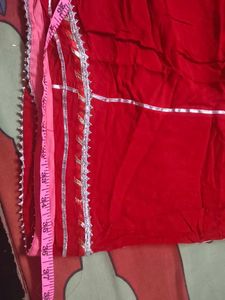 Vibrant Red Ethnic Skirt