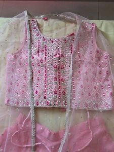 Pink Embroidered  palazzo set