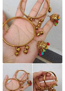 Traditional Gold Jhumka Bangles with Bells