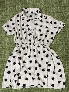 Cute Black & White Heart Print Mini Dress | Soft S