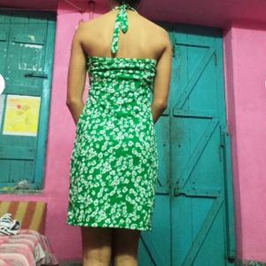 Green Floral Mini Dress