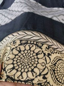 Elegant Black Saree with Gold Border Zari work