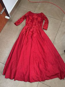 Stunning Red Embroidered Ethnic Gown