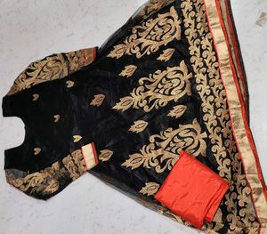 Elegant Black Anarkali Suit with Gold Embroidery