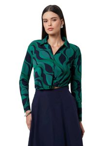 Max Fashion Green printed overlap hem crop top