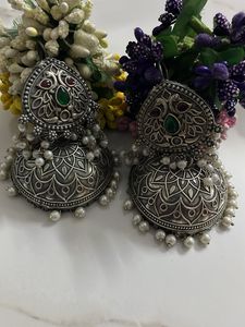 Oxidised German Silver Jhumka Earrings