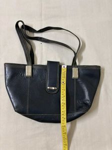 Navy Blue Leather Handbag