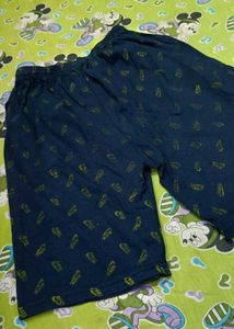 Navy Blue Shorts with Yellow Print
