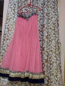 Royal Blue Lehanga with Velvet blouse