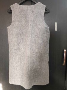 Korean Gray Sleeveless Pearl Embellished Dress