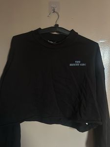 Black Cropped Long Sleeve Top