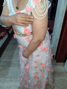 Elegant Floral Applique Ethnic Gown