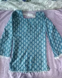 Blue Printed Kurti , aesthetic