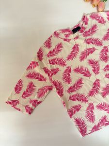 Pink Leaf Print Top