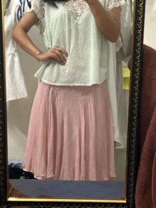 Bohemian Pink Pleated Skirt