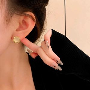 Elegant Gold Tone Cat Eye Stud Earrings