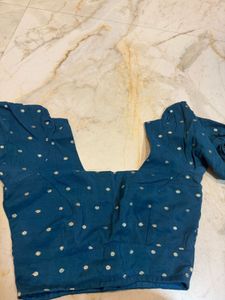 Teal saree with blouse
