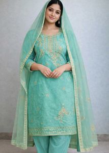 Beautiful Teal Embroidered Kurta Set