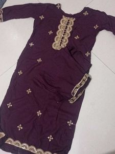Embroidered Kurta Set - Rich Plum