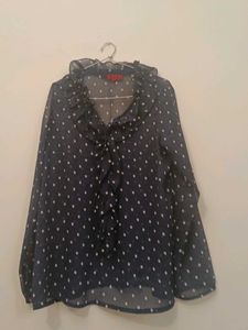 Navy Blue Polka Dot Top