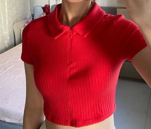 H&amp;M Red Ribbed Crop Top