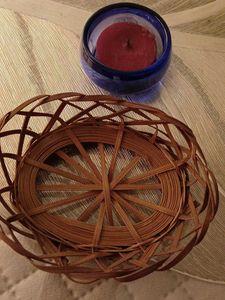 Rustic Woven Candle Holder with Red Candl
