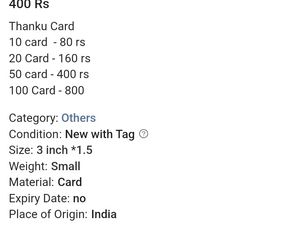 Thanku Card 50 In 400 Rs