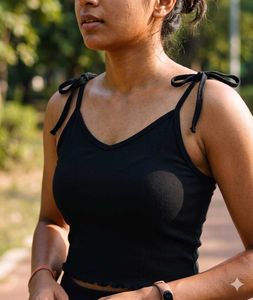 Black Ribbed Crop Tank Top