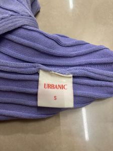 Purple Ribbed Knit Halter Top