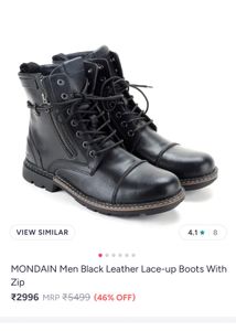 Men's Black Leather Lace-Up Boots