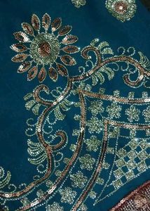 Elegant Teal Embellished Saree