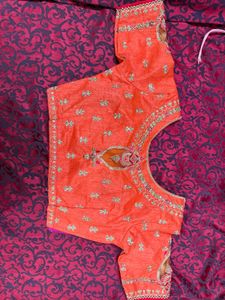 Embroidered Orange Blouse
